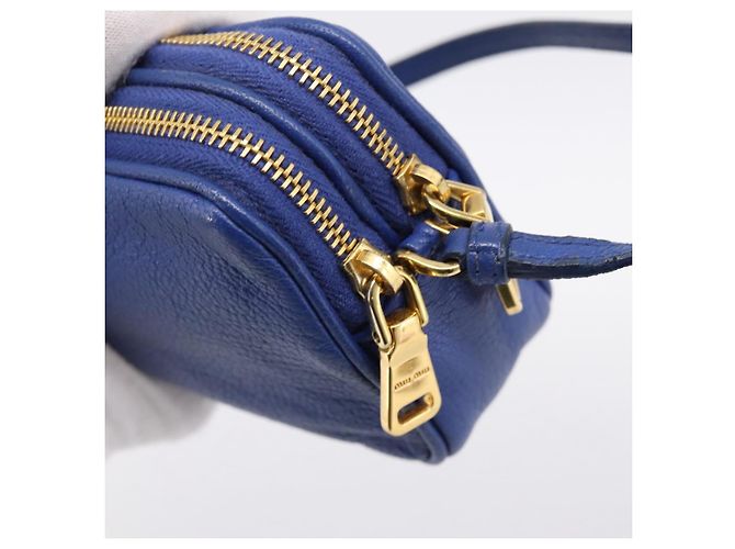 Pouch Miu Miu in pelle blu e oro Auth 197307V D'oro - vista 10