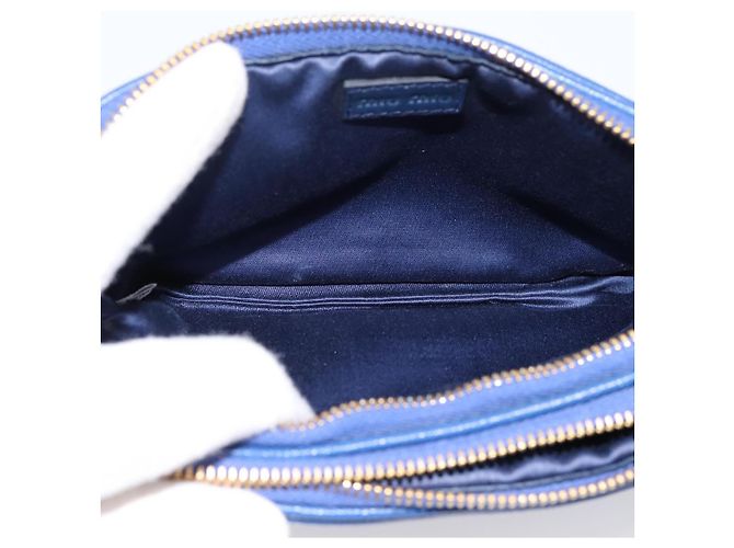 Pouch Miu Miu in pelle blu e oro Auth 197307V D'oro - vista 11
