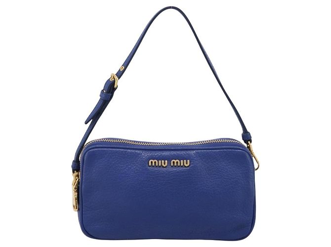Pouch Miu Miu in pelle blu e oro Auth 197307V D'oro - vista 13