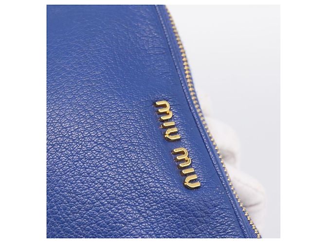 Pouch Miu Miu in pelle blu e oro Auth 197307V D'oro - vista 17