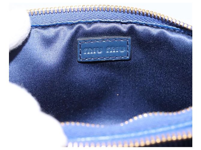 Pouch Miu Miu in pelle blu e oro Auth 197307V D'oro - vista 18