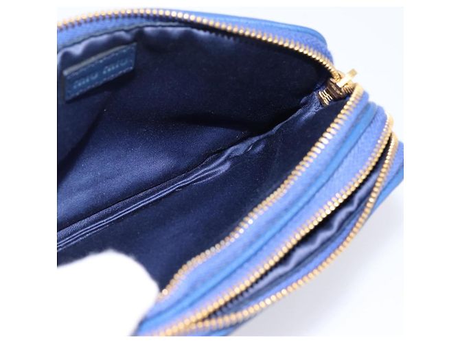 Pouch Miu Miu in pelle blu e oro Auth 197307V D'oro - vista 19