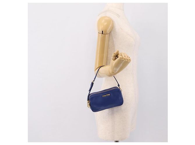 Pouch Miu Miu in pelle blu e oro Auth 197307V D'oro - vista 22