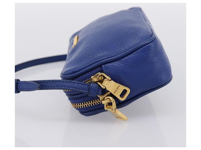 Pouch Miu Miu in pelle blu e oro Auth 197307V D'oro - vista 3