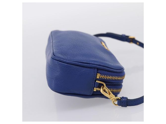 Pouch Miu Miu in pelle blu e oro Auth 197307V D'oro - vista 4