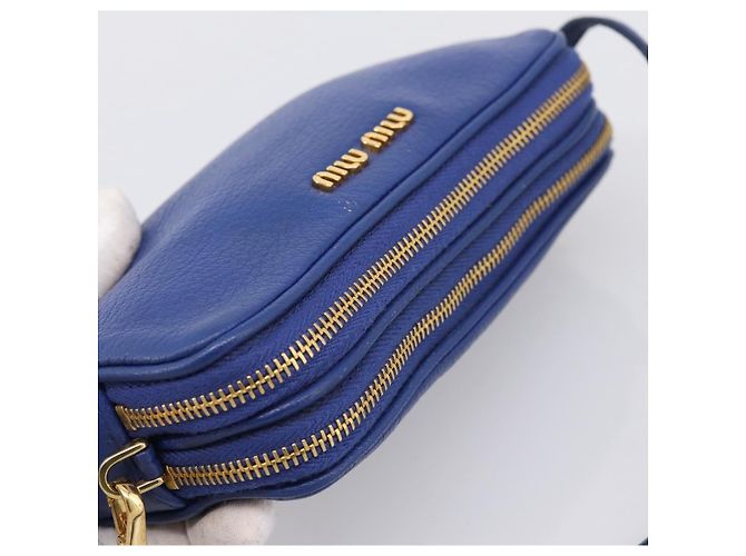 Pouch Miu Miu in pelle blu e oro Auth 197307V D'oro - vista 6
