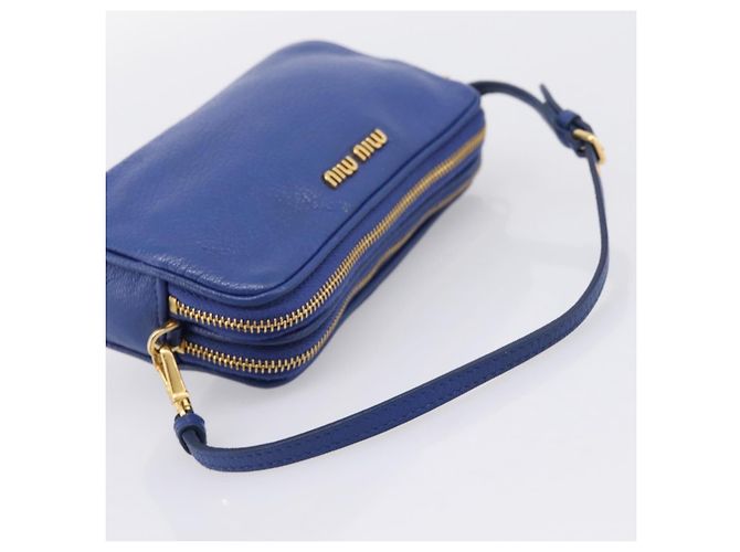 Pouch Miu Miu in pelle blu e oro Auth 197307V D'oro - vista 7