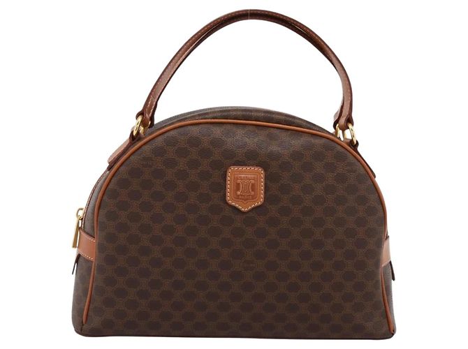 Céline Borsa a mano CELINE Macadam Canvas PVC Leather Brown Gold Auth am12157V Marrone D'oro - vista 13
