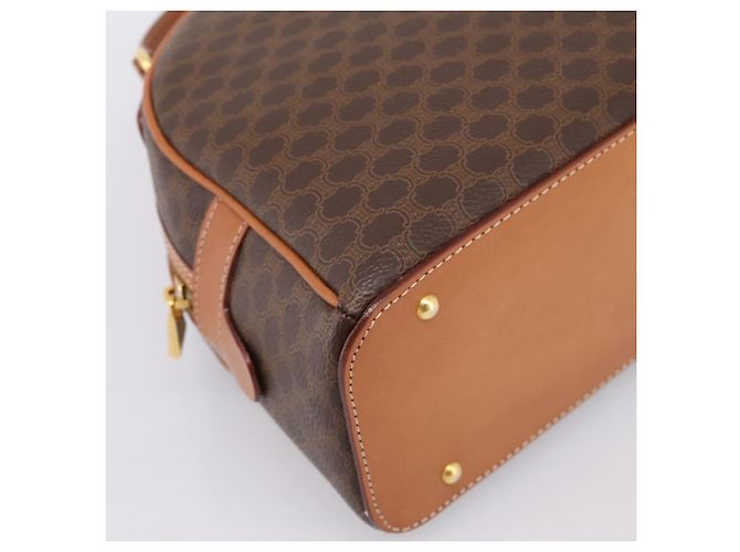Céline Borsa a mano CELINE Macadam Canvas PVC Leather Brown Gold Auth am12157V Marrone D'oro - vista 14