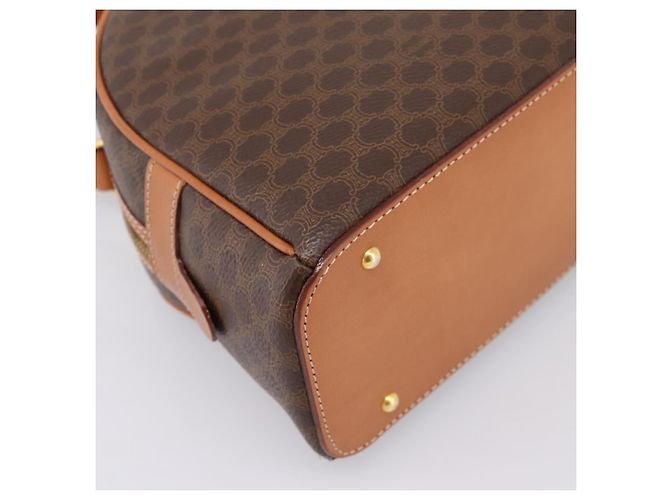 Céline Borsa a mano CELINE Macadam Canvas PVC Leather Brown Gold Auth am12157V Marrone D'oro - vista 16