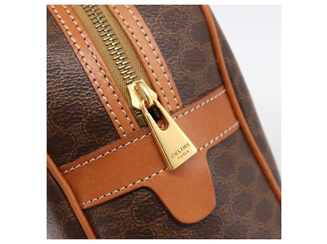 Céline Borsa a mano CELINE Macadam Canvas PVC Leather Brown Gold Auth am12157V Marrone D'oro - vista 17