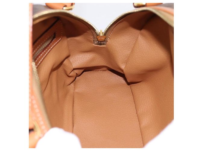 Céline Borsa a mano CELINE Macadam Canvas PVC Leather Brown Gold Auth am12157V Marrone D'oro - vista 19