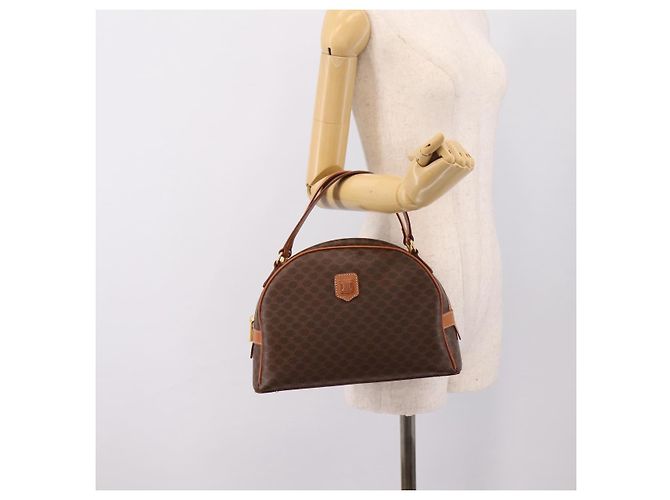 Céline Borsa a mano CELINE Macadam Canvas PVC Leather Brown Gold Auth am12157V Marrone D'oro - vista 21