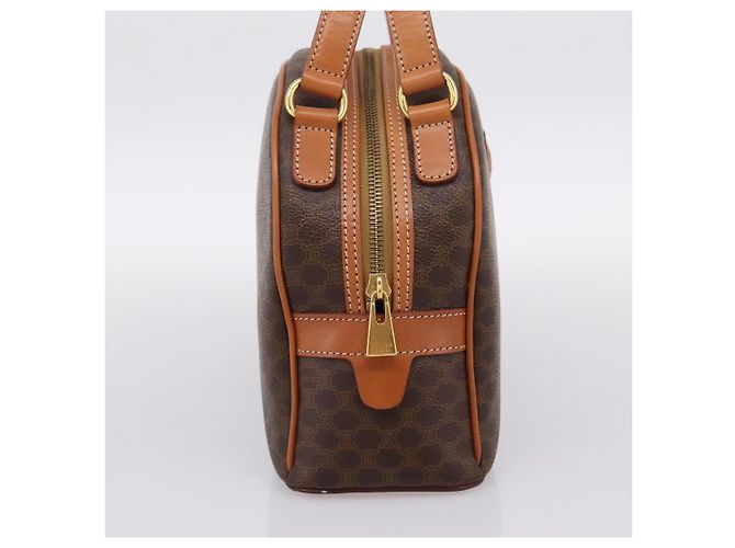 Céline Borsa a mano CELINE Macadam Canvas PVC Leather Brown Gold Auth am12157V Marrone D'oro - vista 3