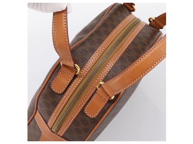 Céline Borsa a mano CELINE Macadam Canvas PVC Leather Brown Gold Auth am12157V Marrone D'oro - vista 6