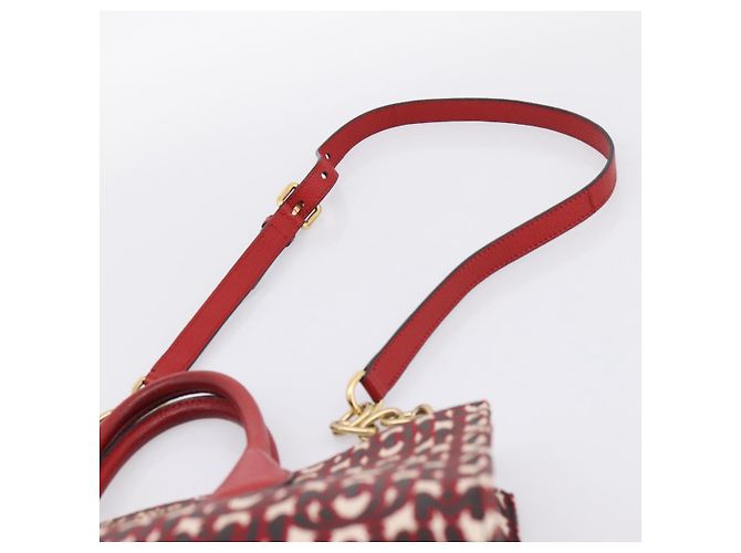 Borsa a tracolla con catena Miu Miu Canvas 2way Rosso Oro Auth 198710A D'oro - vista 10