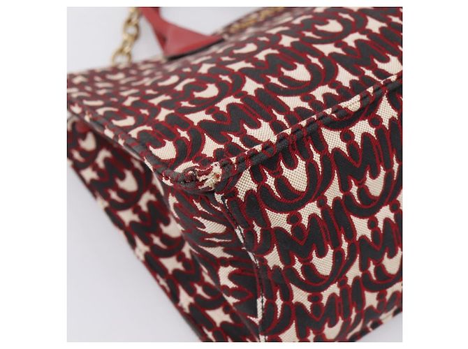 Borsa a tracolla con catena Miu Miu Canvas 2way Rosso Oro Auth 198710A D'oro - vista 15