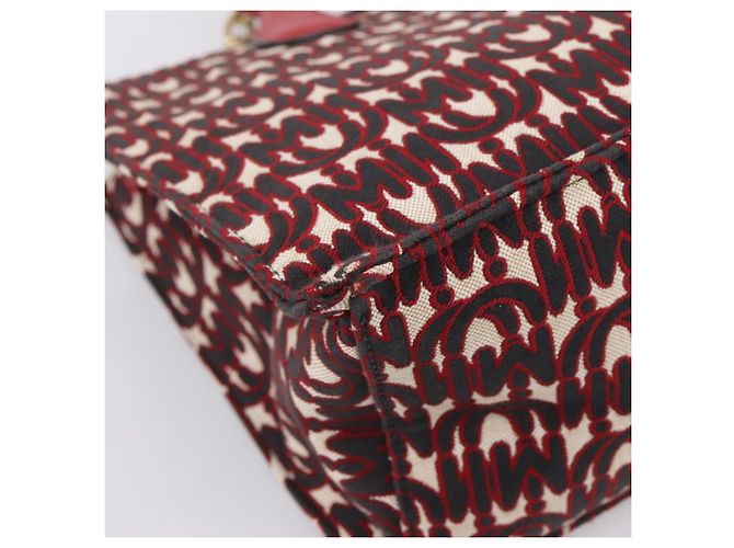 Borsa a tracolla con catena Miu Miu Canvas 2way Rosso Oro Auth 198710A D'oro - vista 17