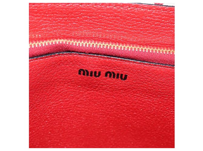 Borsa a tracolla con catena Miu Miu Canvas 2way Rosso Oro Auth 198710A D'oro - vista 18
