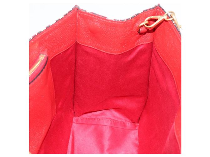 Borsa a tracolla con catena Miu Miu Canvas 2way Rosso Oro Auth 198710A D'oro - vista 19