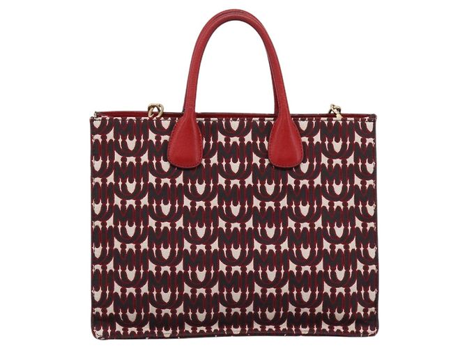 Borsa a tracolla con catena Miu Miu Canvas 2way Rosso Oro Auth 198710A D'oro - vista 2