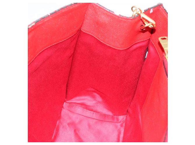 Borsa a tracolla con catena Miu Miu Canvas 2way Rosso Oro Auth 198710A D'oro - vista 20