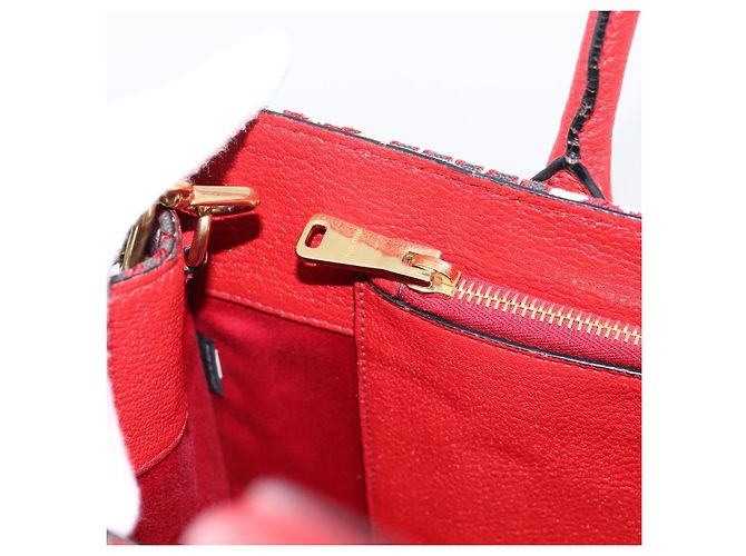 Borsa a tracolla con catena Miu Miu Canvas 2way Rosso Oro Auth 198710A D'oro - vista 21