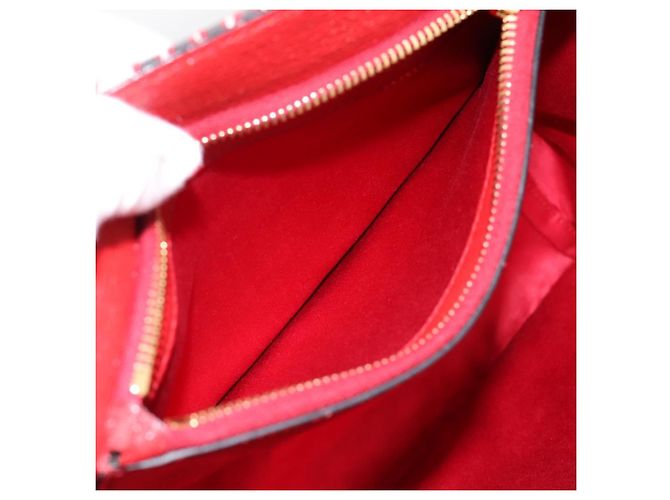 Borsa a tracolla con catena Miu Miu Canvas 2way Rosso Oro Auth 198710A D'oro - vista 22
