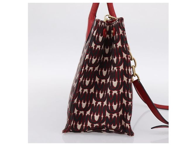 Borsa a tracolla con catena Miu Miu Canvas 2way Rosso Oro Auth 198710A D'oro - vista 3