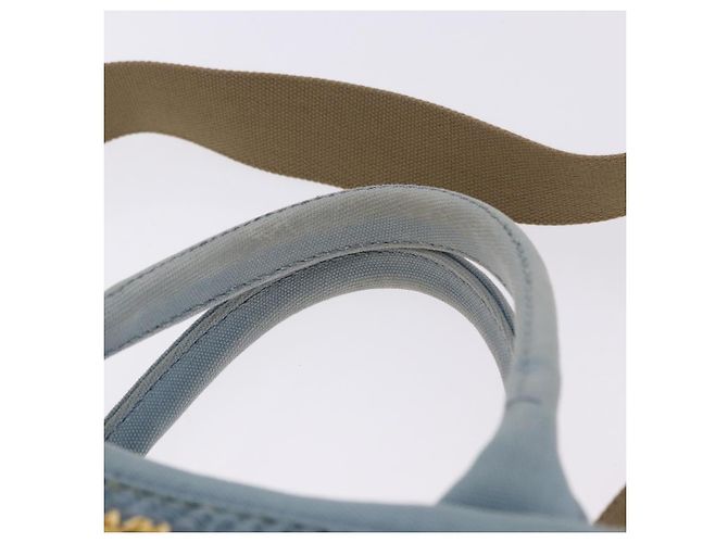 PRADA Handtasche aus Stroh 2way Hellblau Gold Auth 197472A Golden - Ansicht 14