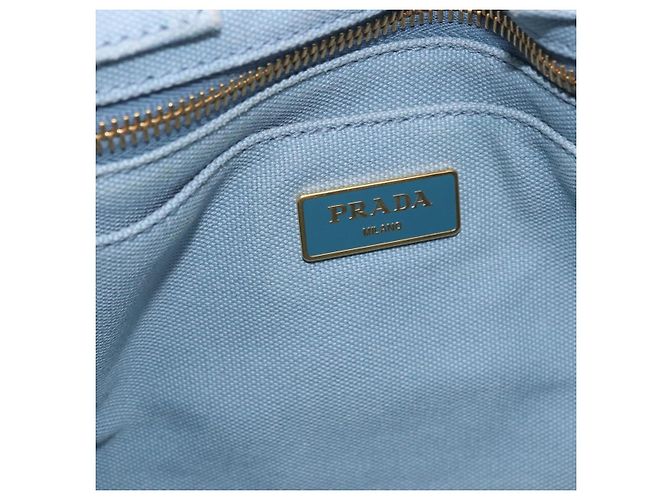 PRADA Handtasche aus Stroh 2way Hellblau Gold Auth 197472A Golden - Ansicht 21