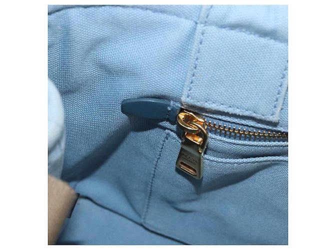 PRADA Handtasche aus Stroh 2way Hellblau Gold Auth 197472A Golden - Ansicht 24