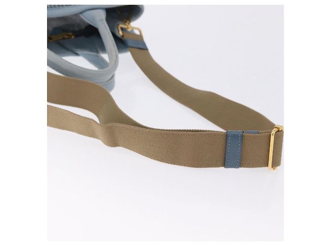 PRADA Handtasche aus Stroh 2way Hellblau Gold Auth 197472A Golden - Ansicht 8