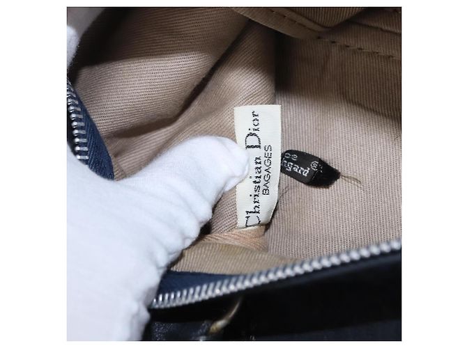 Christian Dior Trotter Canvas Boston Bag Wildleder Navy Silver Auth ka5806 Silber Marineblau - Ansicht 11