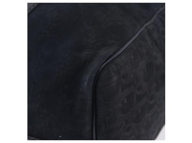 Christian Dior Trotter Canvas Boston Bag Wildleder Navy Silver Auth ka5806 Silber Marineblau - Ansicht 14