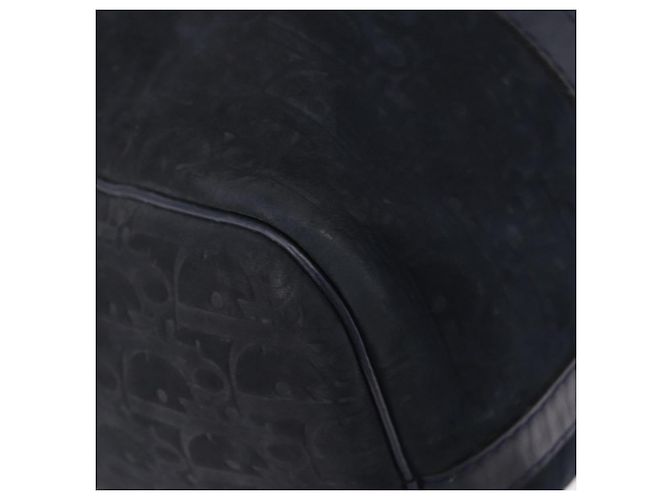 Christian Dior Trotter Canvas Boston Bag Wildleder Navy Silver Auth ka5806 Silber Marineblau - Ansicht 15