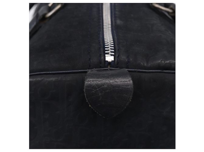 Christian Dior Trotter Canvas Boston Bag Wildleder Navy Silver Auth ka5806 Silber Marineblau - Ansicht 17