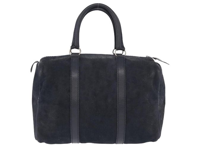 Christian Dior Trotter Canvas Boston Bag Wildleder Navy Silver Auth ka5806 Silber Marineblau - Ansicht 2