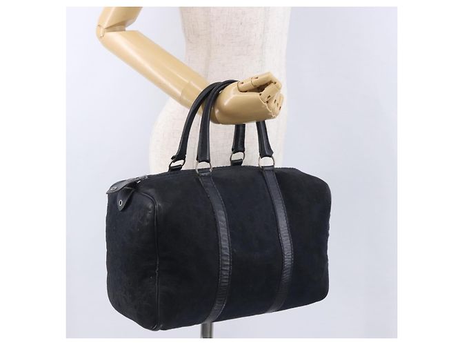 Christian Dior Trotter Canvas Boston Bag Wildleder Navy Silver Auth ka5806 Silber Marineblau - Ansicht 22
