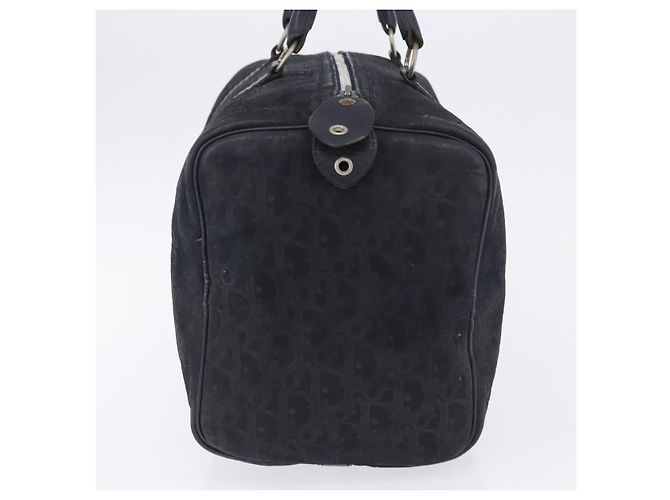 Christian Dior Trotter Canvas Boston Bag Wildleder Navy Silver Auth ka5806 Silber Marineblau - Ansicht 4