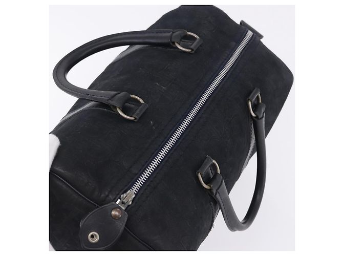 Christian Dior Trotter Canvas Boston Bag Wildleder Navy Silver Auth ka5806 Silber Marineblau - Ansicht 6