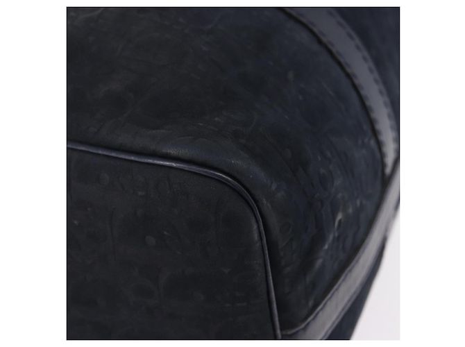 Christian Dior Trotter Canvas Boston Bag Wildleder Navy Silver Auth ka5806 Silber Marineblau - Ansicht 9