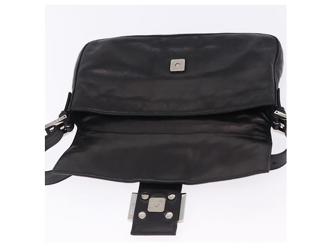 Borsa a spalla FENDI Mamma Baguette in pelle nera e argento Auth 198301SAM Nero - vista 19