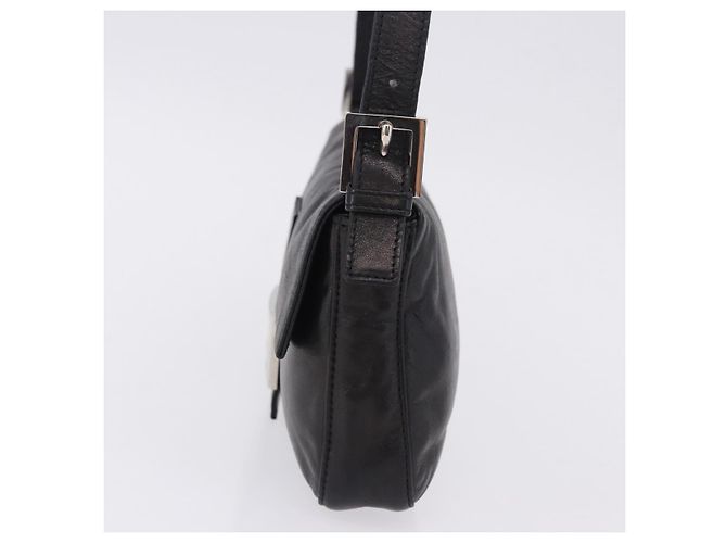 Borsa a spalla FENDI Mamma Baguette in pelle nera e argento Auth 198301SAM Nero - vista 3