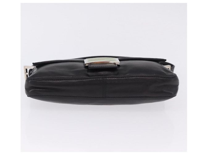 Borsa a spalla FENDI Mamma Baguette in pelle nera e argento Auth 198301SAM Nero - vista 5