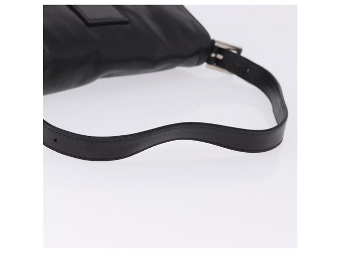 Borsa a spalla FENDI Mamma Baguette in pelle nera e argento Auth 198301SAM Nero - vista 7