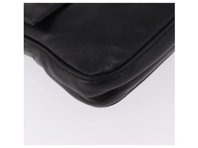 Borsa a spalla FENDI Mamma Baguette in pelle nera e argento Auth 198301SAM Nero - vista 9