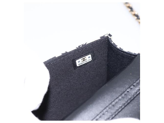 Borsa a tracolla CHANEL Checker Flag Chain Canvas Beige Gold CC Auth 197010SAM D'oro - vista 11