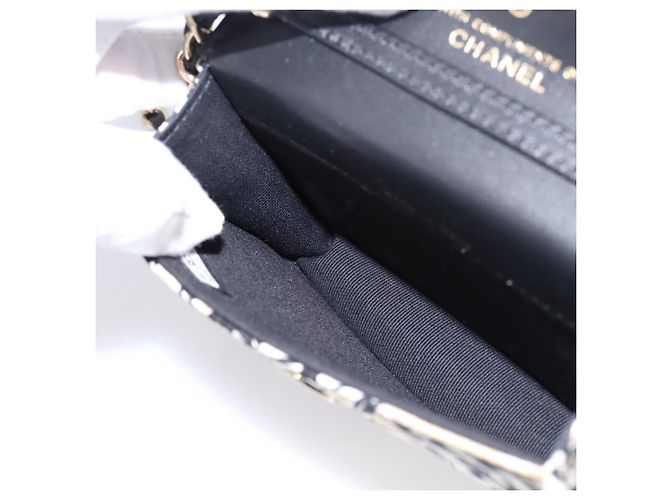 Borsa a tracolla CHANEL Checker Flag Chain Canvas Beige Gold CC Auth 197010SAM D'oro - vista 20