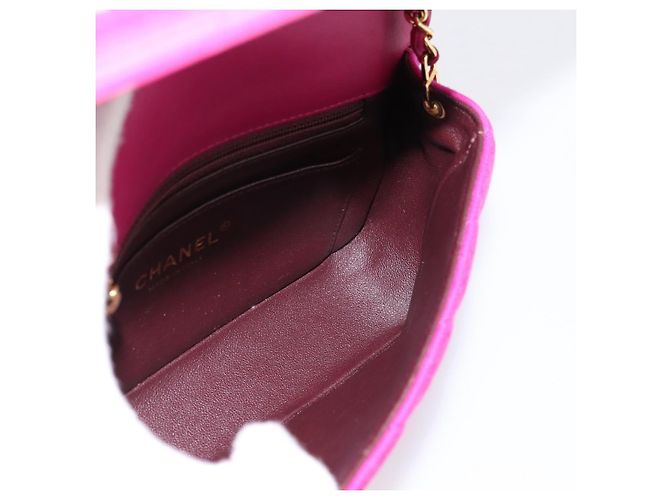 Borsa a tracolla CHANEL Matelasse con catena in jersey di cotone Pink Gold CC Auth 198735M Rosa D'oro - vista 19